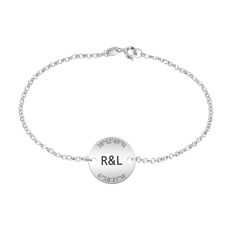 Bracelet en Argent avec Coordonnées Gravées