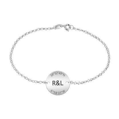 Bracelet en Argent avec Coordonnées Gravées
