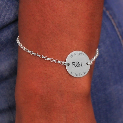 Bracelet en Argent avec Coordonnées Gravées