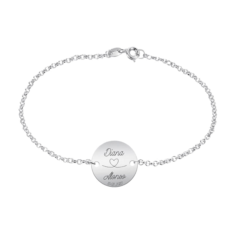 Bracelet en Argent avec Médaille à Graver - 18 mm