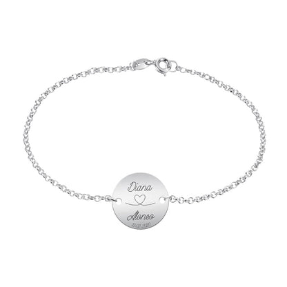 Bracelet en Argent avec Médaille à Graver - 18 mm