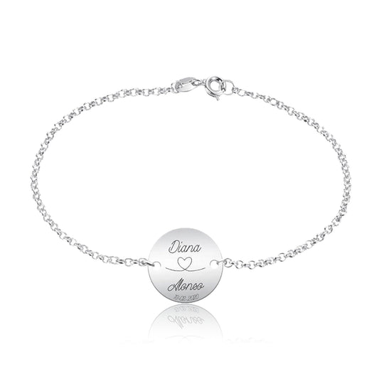 Bracelet en Argent avec Médaille à Graver - 18 mm