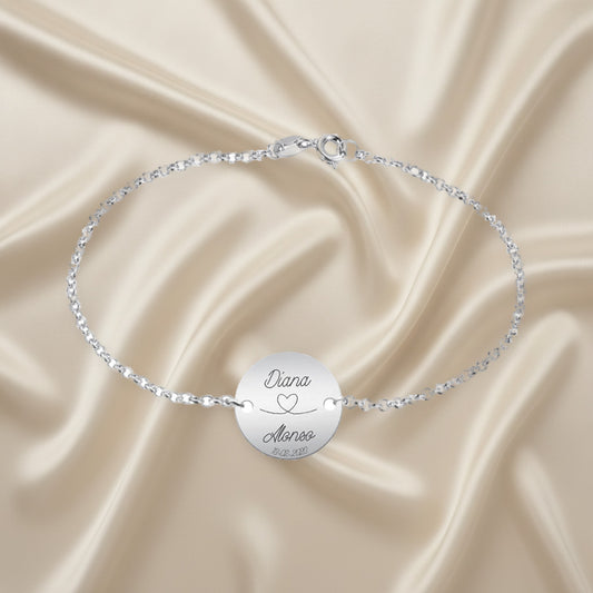Bracelet en Argent avec Médaille à Graver - 18 mm