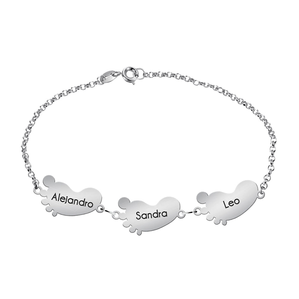 Bracelet en argent avec motifs petits pieds