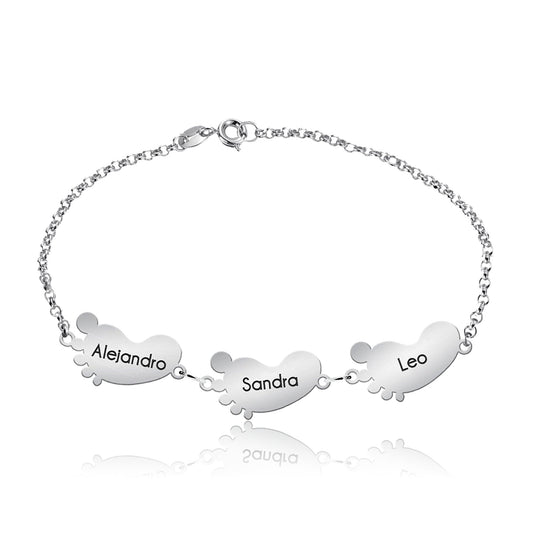 Bracelet en argent avec motifs petits pieds