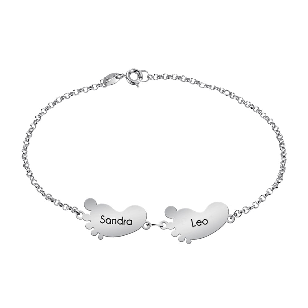 Bracelet en argent avec motifs petits pieds