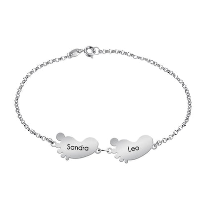 Bracelet en argent avec motifs petits pieds
