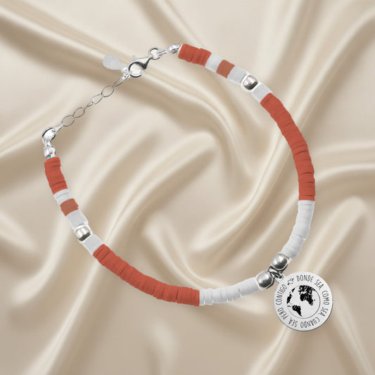 Bracelet en Argent et Perles Blanches Corail personnalisable