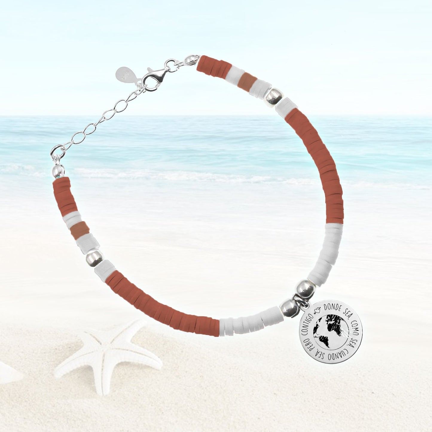 Bracelet en Argent et Perles Blanches Corail personnalisable
