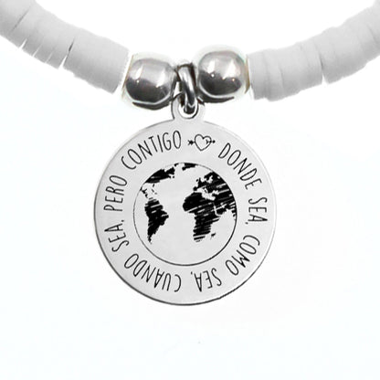 Bracelet en Argent et Perles Blanches Corail personnalisable