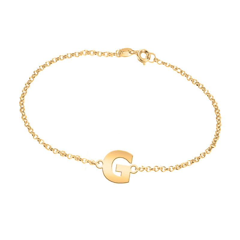 Bracelet en Argent Massif avec Initiale Plaqué Or Personnalisable