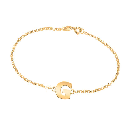 Bracelet en Argent Massif avec Initiale Plaqué Or Personnalisable