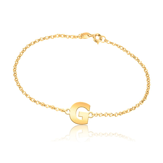 Bracelet en Argent Massif avec Initiale Plaqué Or Personnalisable