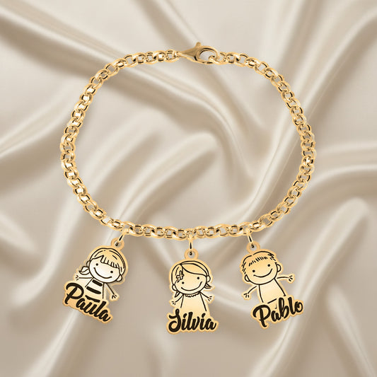 Bracelet en argent plaqué or avec jusqu'à 6 pendentifs enfants