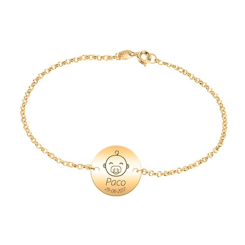 Bracelet en argent plaqué or personnalisable pour naissance garçon