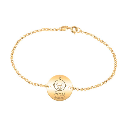 Bracelet en argent plaqué or personnalisable pour naissance garçon