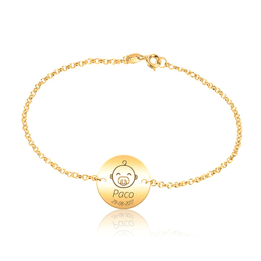 Bracelet en argent plaqué or personnalisable pour naissance garçon