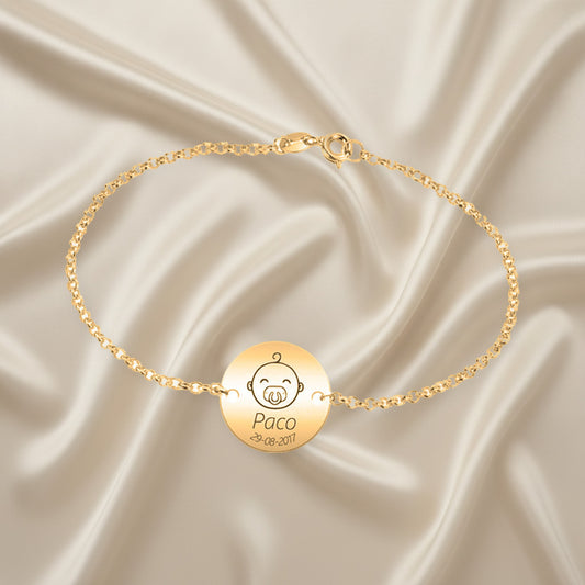 Bracelet en argent plaqué or personnalisable pour naissance garçon