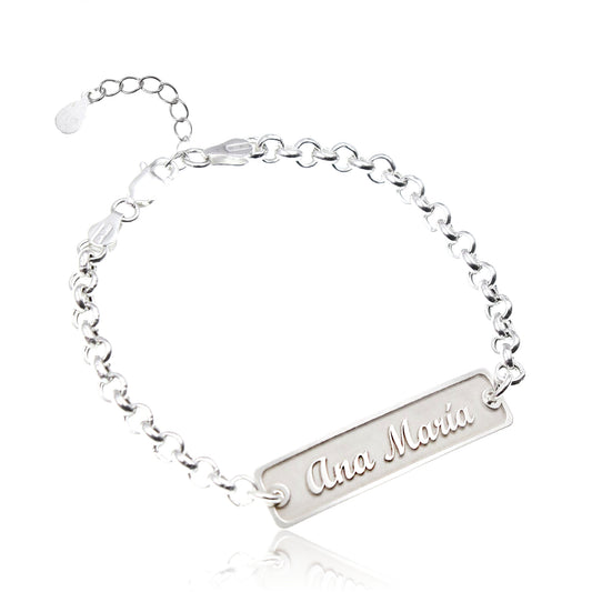 Bracelet esclave argent prénom en relief