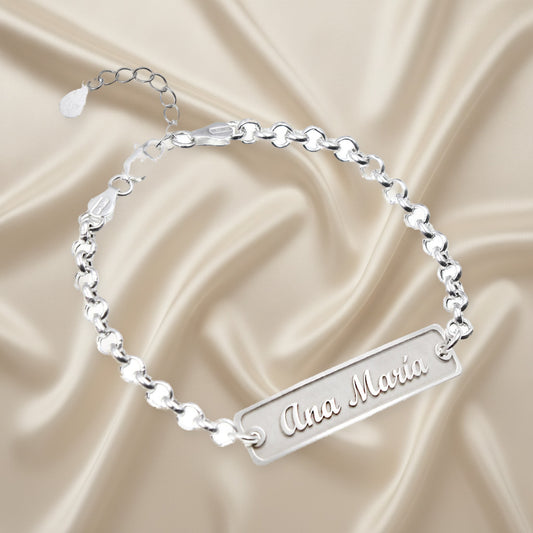 Bracelet esclave argent prénom en relief
