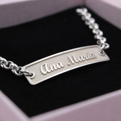 Bracelet esclave argent prénom en relief