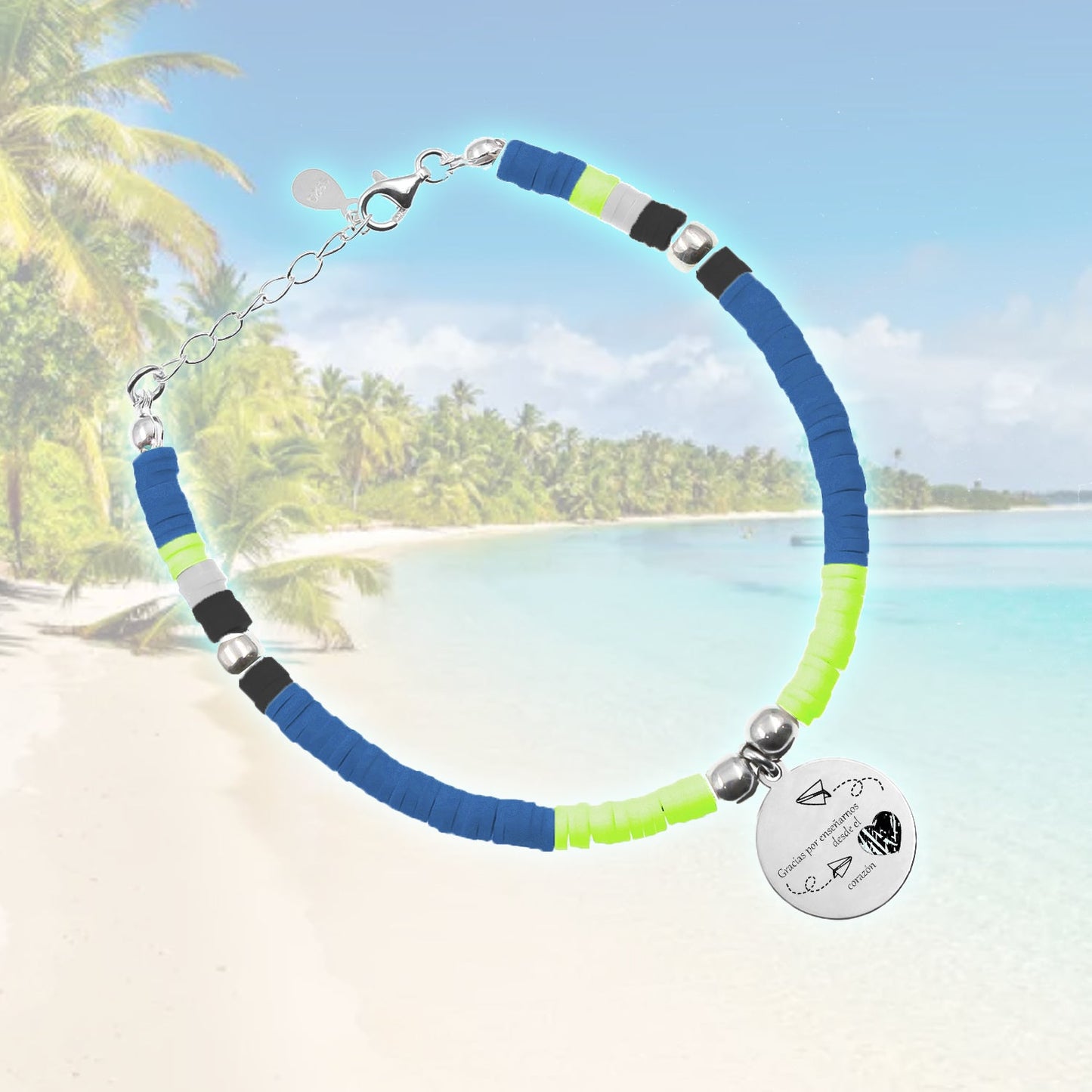 Bracelet Gran Canaria personnalisable - Argent et perles
