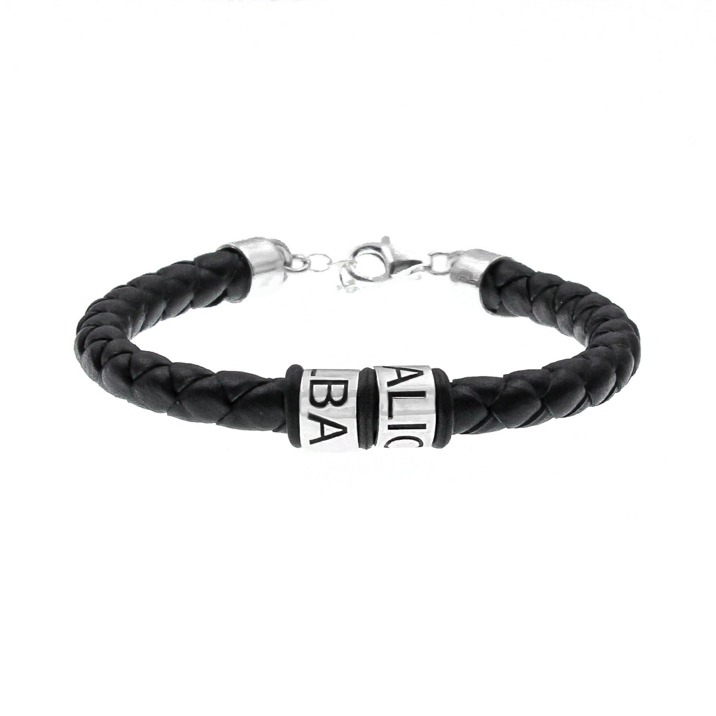 Bracelet homme cuir anneaux argent personnalisés