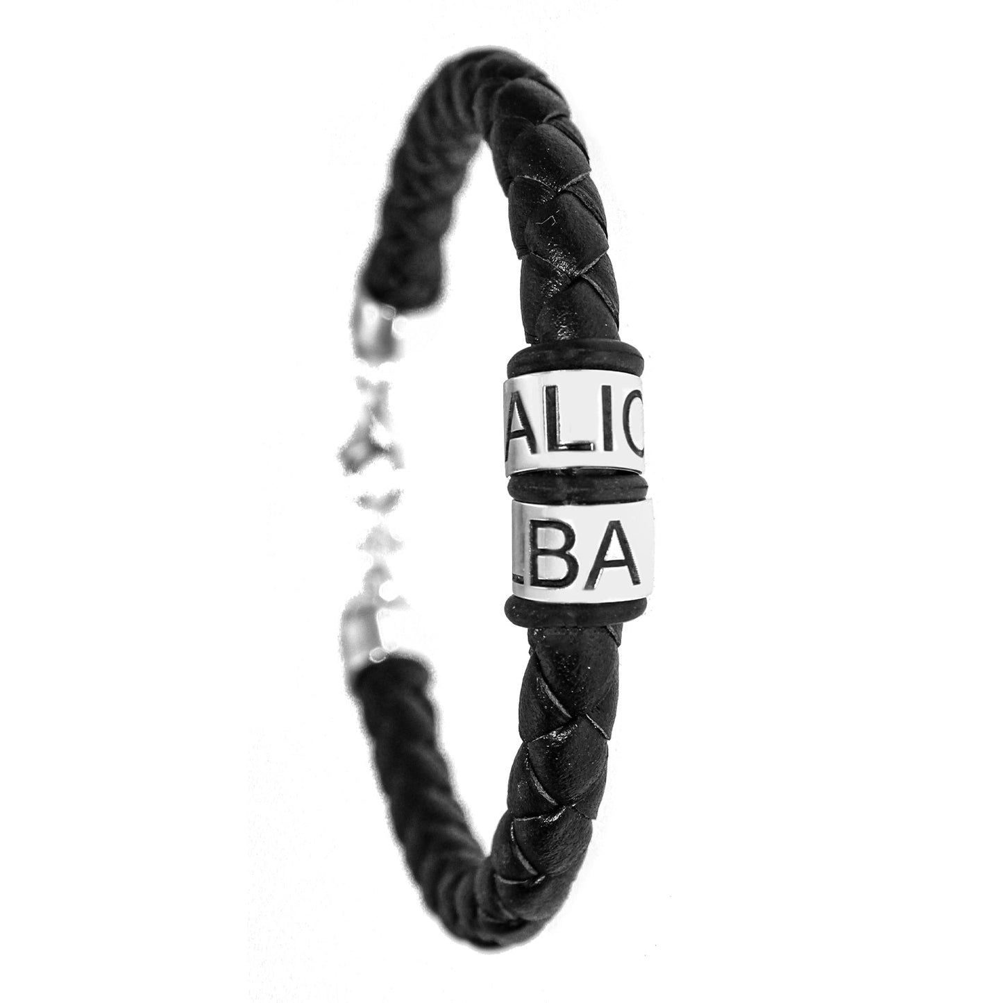 Bracelet homme cuir anneaux argent personnalisés