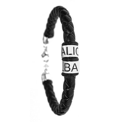 Bracelet homme cuir anneaux argent personnalisés