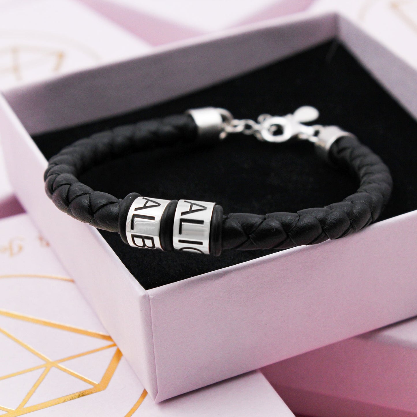 Bracelet homme cuir anneaux argent personnalisés