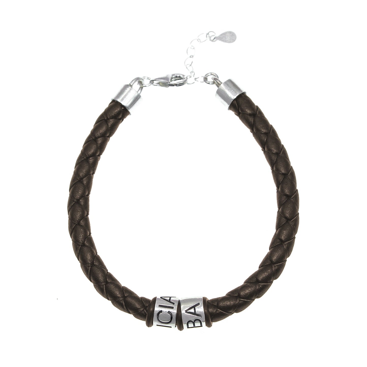 Bracelet homme cuir anneaux argent personnalisés