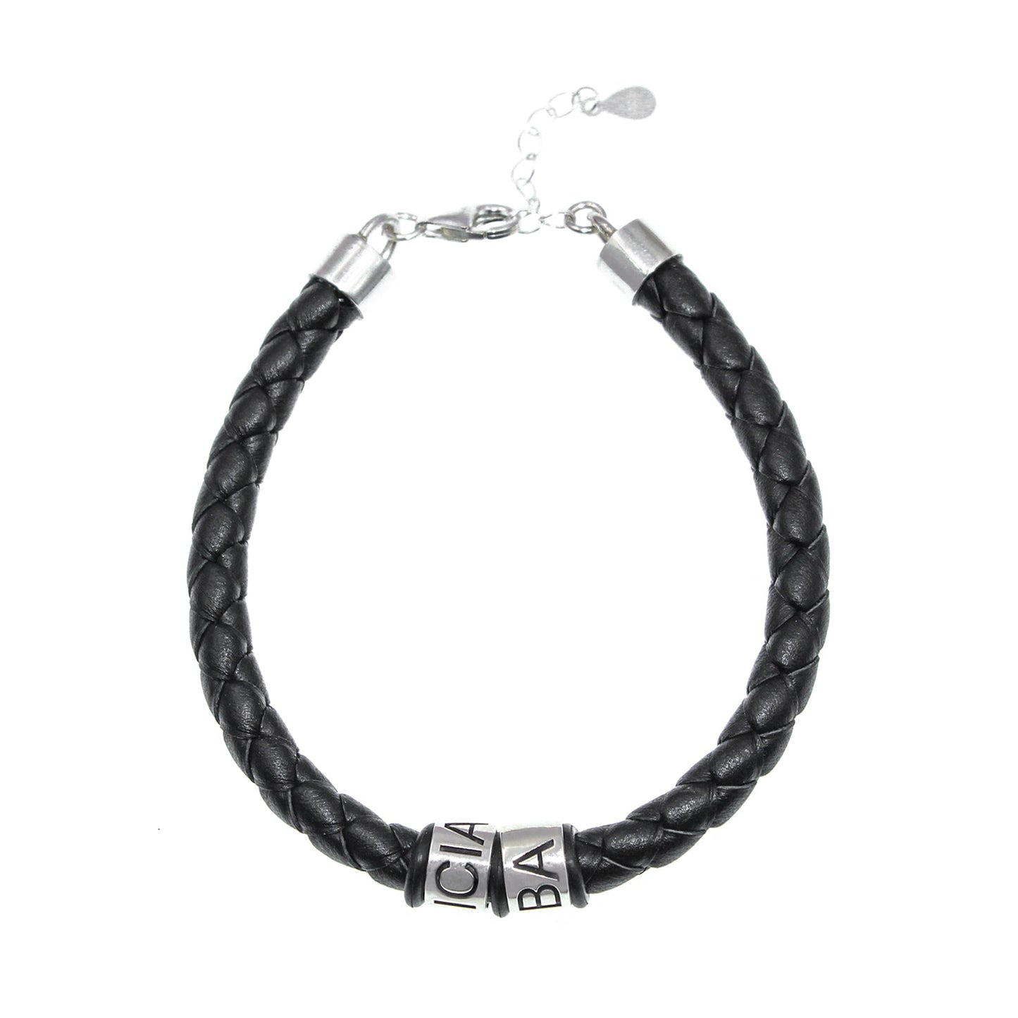 Bracelet homme cuir anneaux argent personnalisés