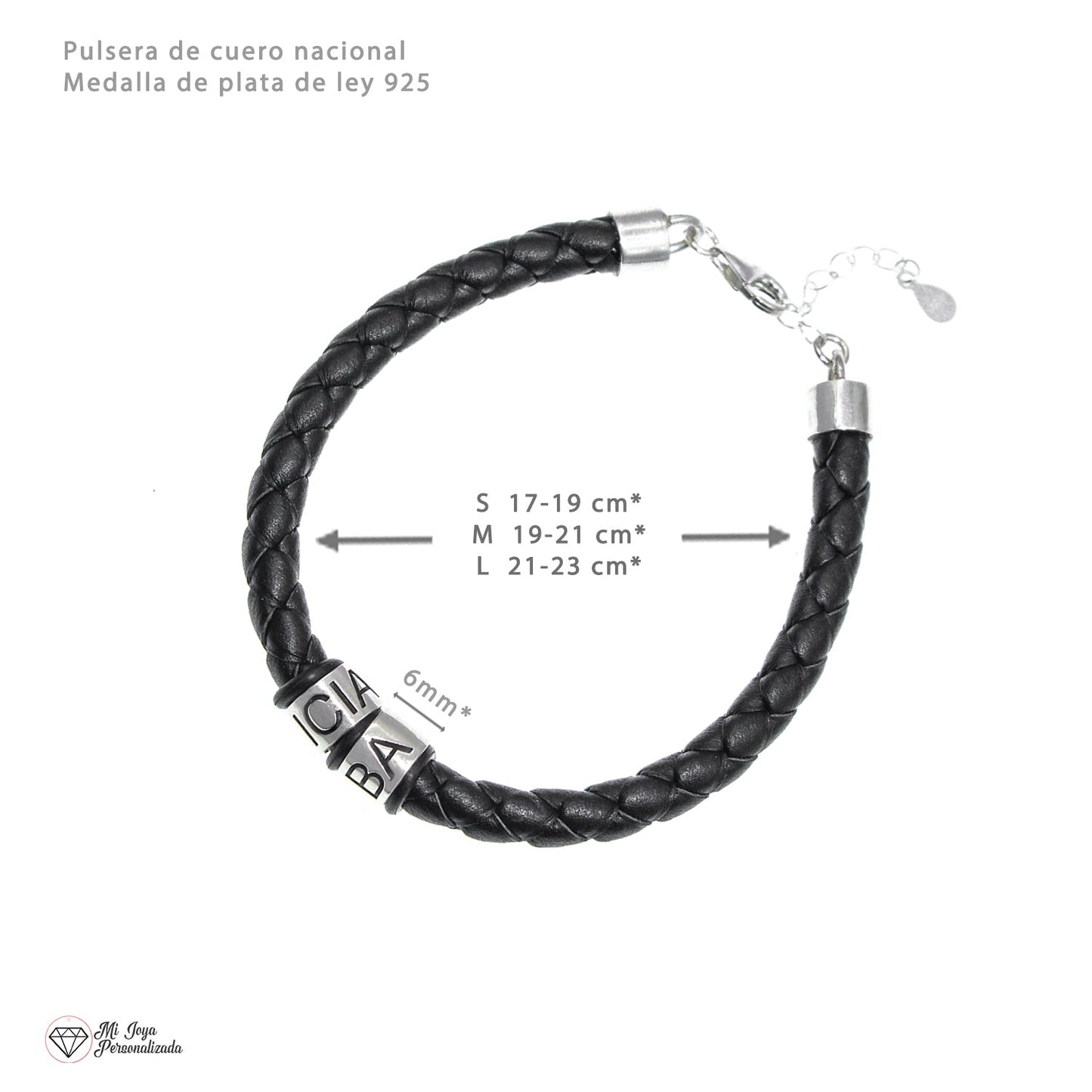Bracelet homme cuir anneaux argent personnalisés