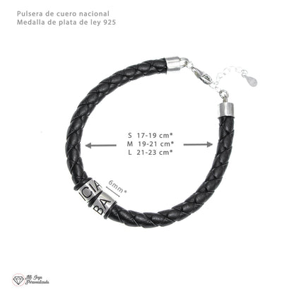 Bracelet homme cuir anneaux argent personnalisés