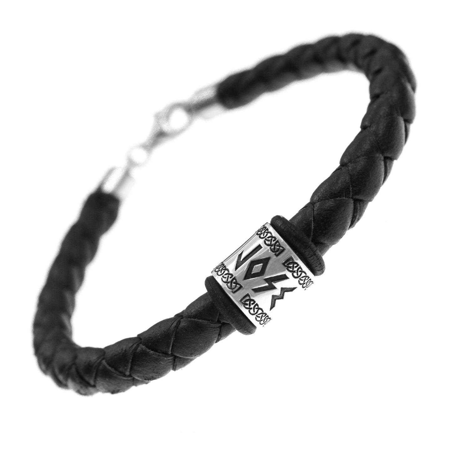 Bracelet homme en cuir avec charm argent 925 à graver