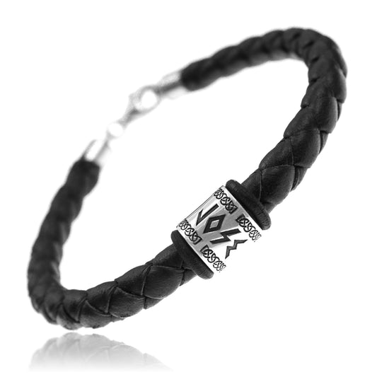 Bracelet homme en cuir avec charm argent 925 à graver