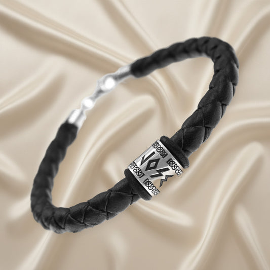 Bracelet homme en cuir avec charm argent 925 à graver