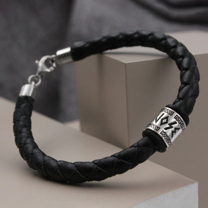 Bracelet homme en cuir avec charm argent 925 à graver
