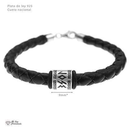 Bracelet homme en cuir avec charm argent 925 à graver