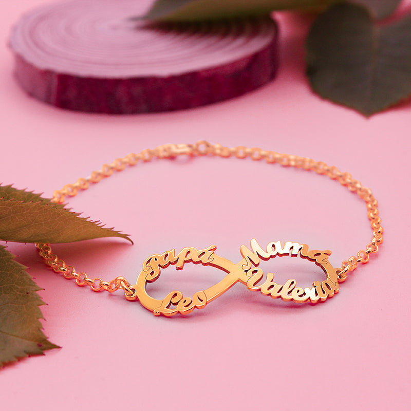 Bracelet Infini en Argent 925 Plaqué Or