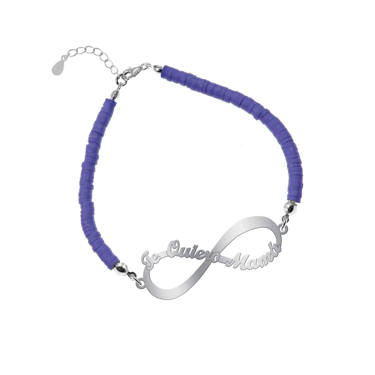 Bracelet Infini 'Je t'aime Maman' Argent et Argile Polymère
