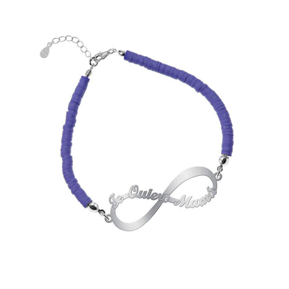 Bracelet Infini 'Je t'aime Maman' Argent et Argile Polymère