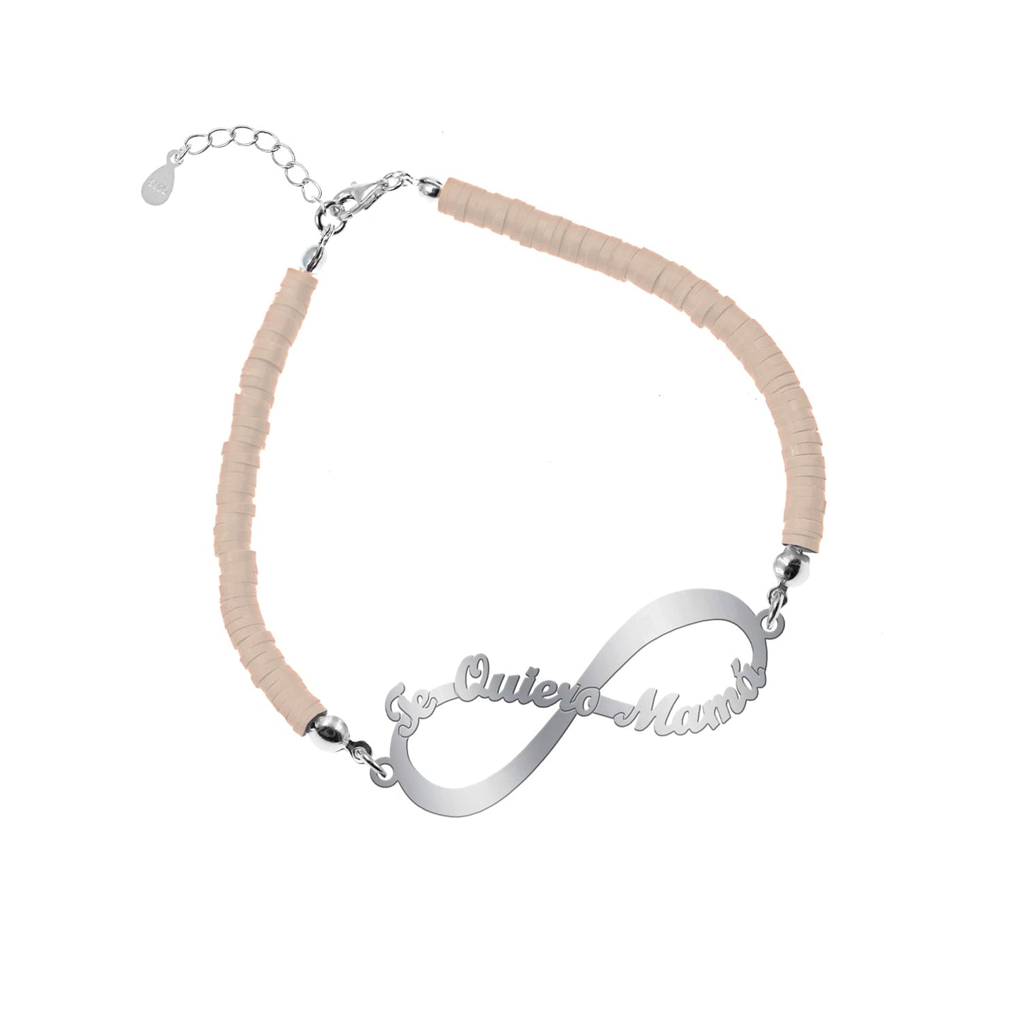 Bracelet Infini 'Je t'aime Maman' Argent et Argile Polymère
