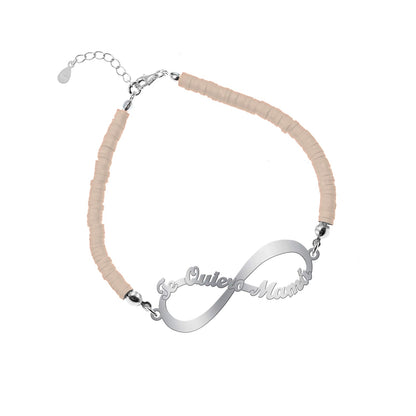 Bracelet Infini 'Je t'aime Maman' Argent et Argile Polymère