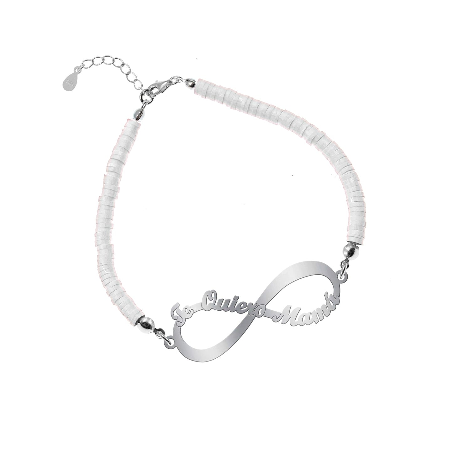 Bracelet Infini 'Je t'aime Maman' Argent et Argile Polymère