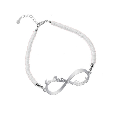 Bracelet Infini 'Je t'aime Maman' Argent et Argile Polymère