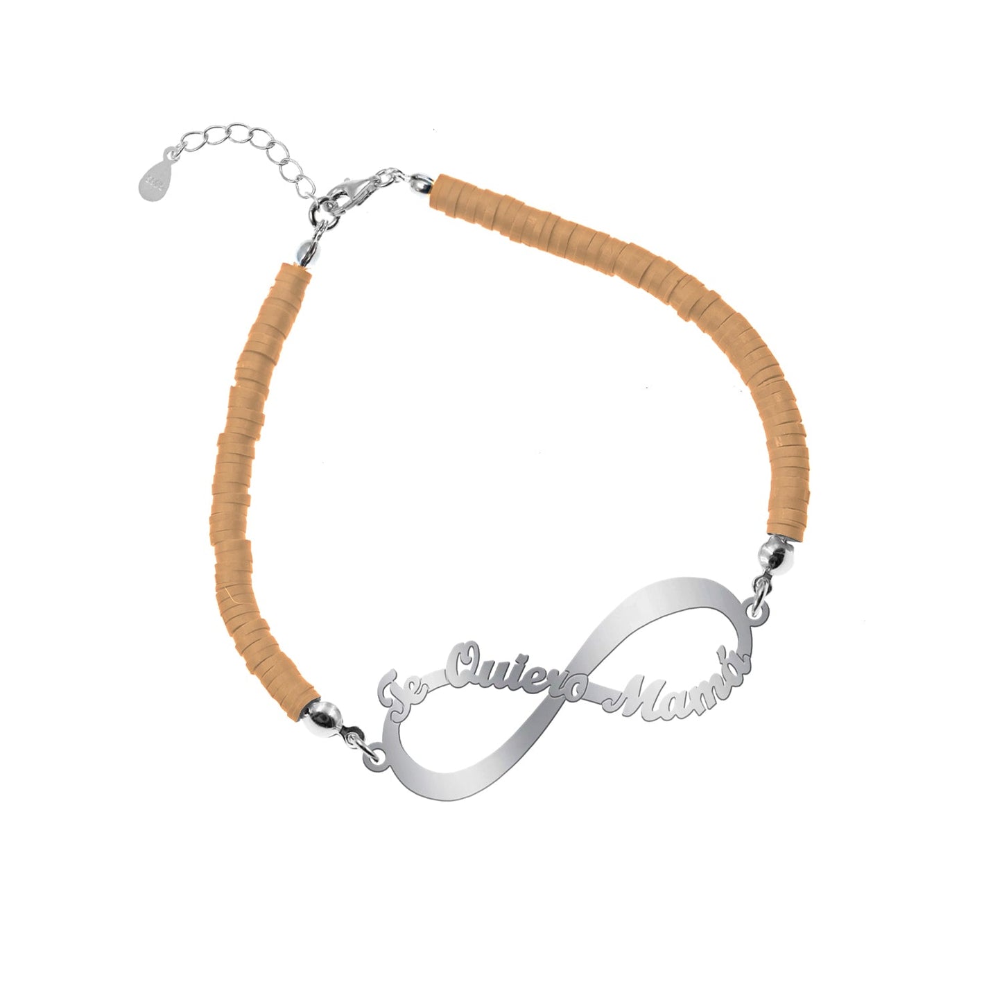 Bracelet Infini 'Je t'aime Maman' Argent et Argile Polymère