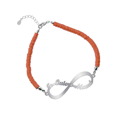 Bracelet Infini 'Je t'aime Maman' Argent et Argile Polymère