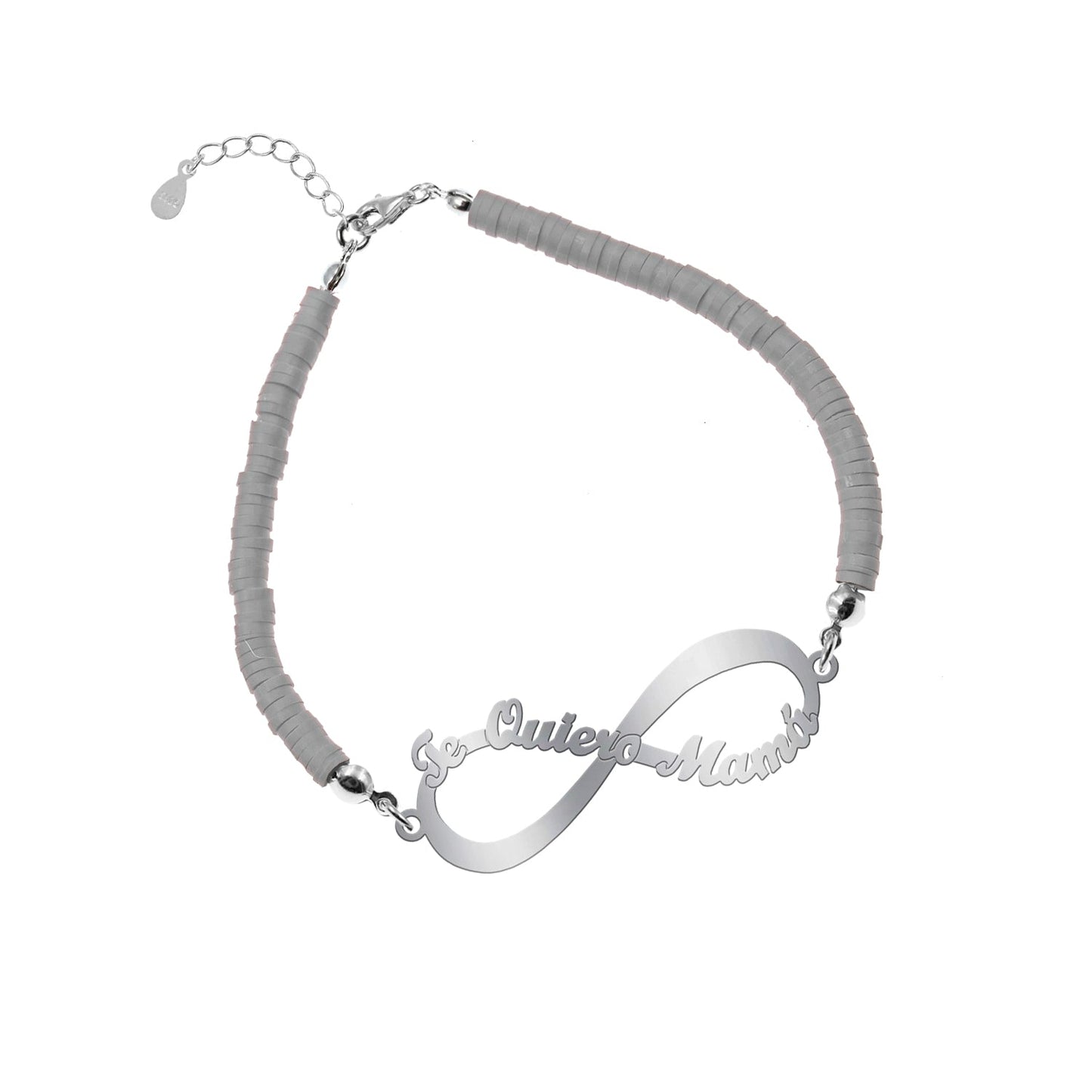 Bracelet Infini 'Je t'aime Maman' Argent et Argile Polymère