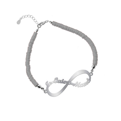 Bracelet Infini 'Je t'aime Maman' Argent et Argile Polymère